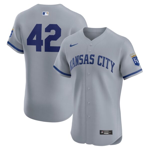 Kansas City Royals Nike Road 2024 Jackie Robinson Day Elite Jersey - Gray photo 1 Jersey4u