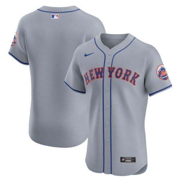 New York Mets Nike Road Vapor Premier Elite Patch Jersey - Gray photo 1 Jersey4u