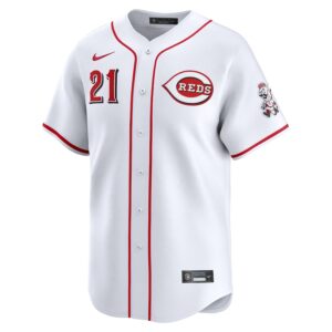 Hunter Greene Cincinnati Reds Nike Home Limited Player Jersey - White photo 2 Jersey4u