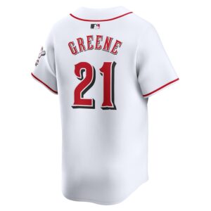 Hunter Greene Cincinnati Reds Nike Home Limited Player Jersey - White photo 3 Jersey4u