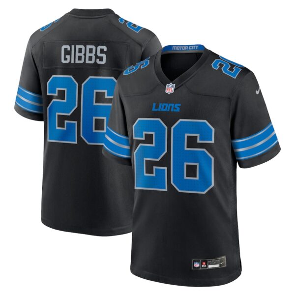 Jahmyr Gibbs Detroit Lions Nike 2nd Alternate Game Jersey - Black photo 1 Jersey4u