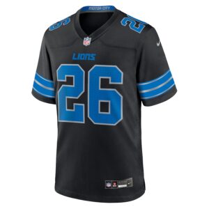 Jahmyr Gibbs Detroit Lions Nike 2nd Alternate Game Jersey - Black photo 2 Jersey4u