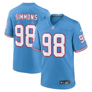 Jeffery Simmons Tennessee Titans Nike Oilers Throwback Alternate Game Player Jersey - Light Blue photo 1 Jersey4u
