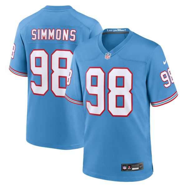 Jeffery Simmons Tennessee Titans Nike Oilers Throwback Alternate Game Player Jersey - Light Blue photo 1 Jersey4u