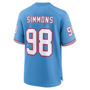 Jeffery Simmons Tennessee Titans Nike Oilers Throwback Alternate Game Player Jersey - Light Blue photo 3 Jersey4u