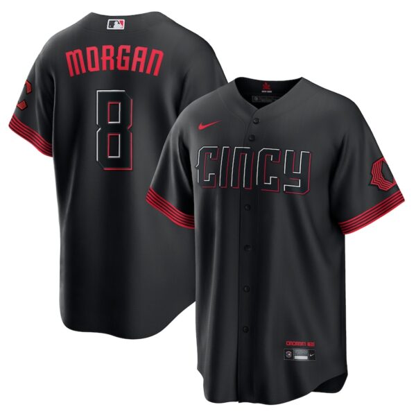 Joe Morgan Cincinnati Reds Nike City Connect Jersey4u Player Jersey - Black photo 1 Jersey4u