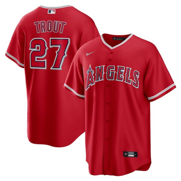 Mike Trout Los Angeles Angels Nike Alternate Jersey4u Player Name Jersey - Red photo 1 Jersey4u