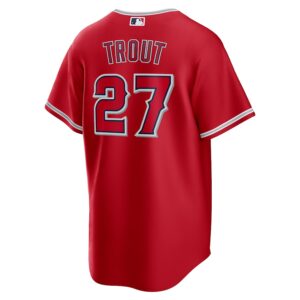 Mike Trout Los Angeles Angels Nike Alternate Jersey4u Player Name Jersey - Red photo 3 Jersey4u