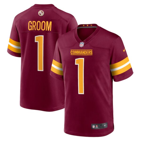 Number 1 Groom Washington Commanders Nike Game Jersey - Burgundy photo 1 Jersey4u