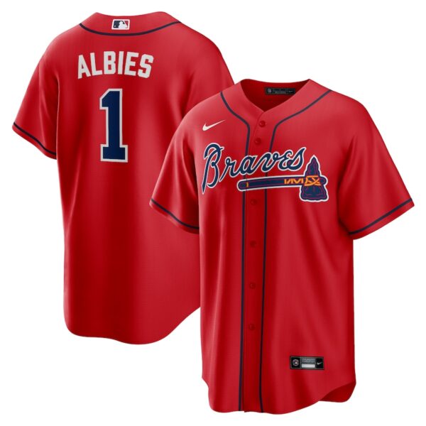 Ozzie Albies Atlanta Braves Nike Alternate Jersey4u Player Name Jersey - Red photo 1 Jersey4u