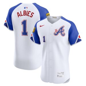 Ozzie Albies Atlanta Braves Nike City Connect Elite Jersey - White photo 1 Jersey4u