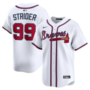 Spencer Strider Atlanta Braves Nike Home Limited Player Jersey - White photo 1 Jersey4u