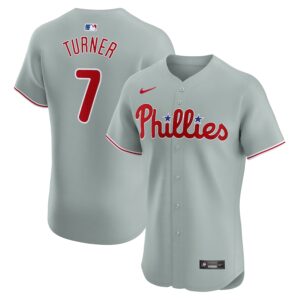 Trea Turner Philadelphia Phillies Nike Road Elite Player Jersey - Gray photo 1 Jersey4u