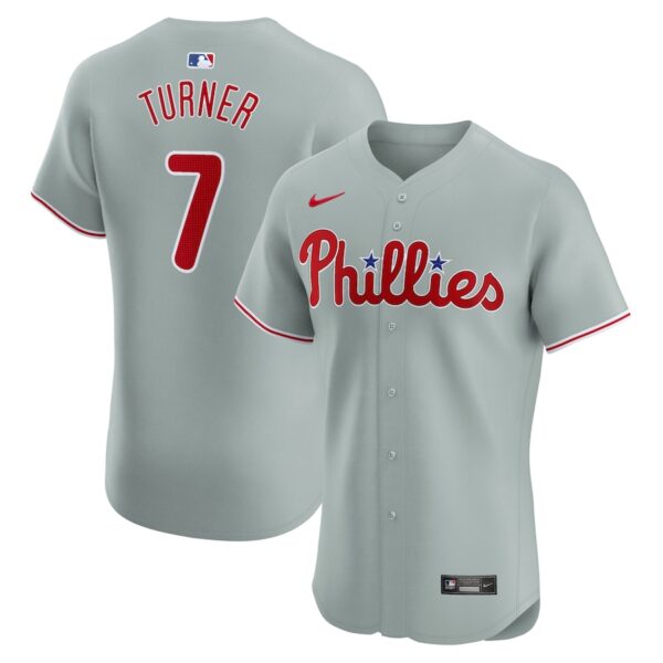 Trea Turner Philadelphia Phillies Nike Road Elite Player Jersey - Gray photo 1 Jersey4u