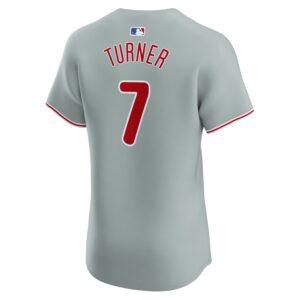 Trea Turner Philadelphia Phillies Nike Road Elite Player Jersey - Gray photo 3 Jersey4u