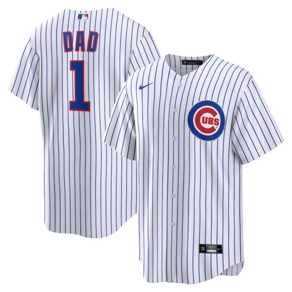 Chicago Cubs Nike #1 Dad Home Jersey4u Jersey - White photo 1 Jersey4u