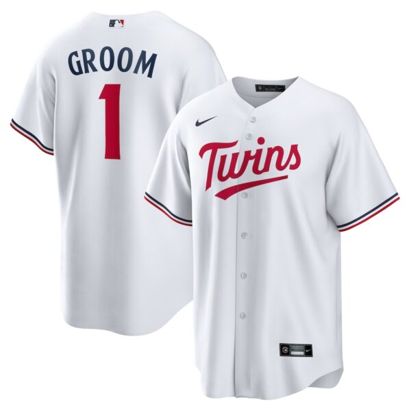 Minnesota Twins Nike #1 Groom Home Jersey4u Jersey - White photo 1 Jersey4u