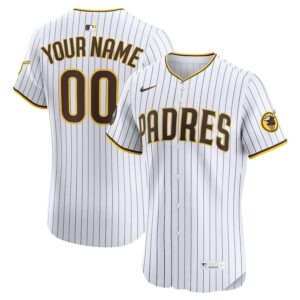 San Diego Padres Nike Home Elite Sponsor Patch Custom Jersey - White photo 1 Jersey4u
