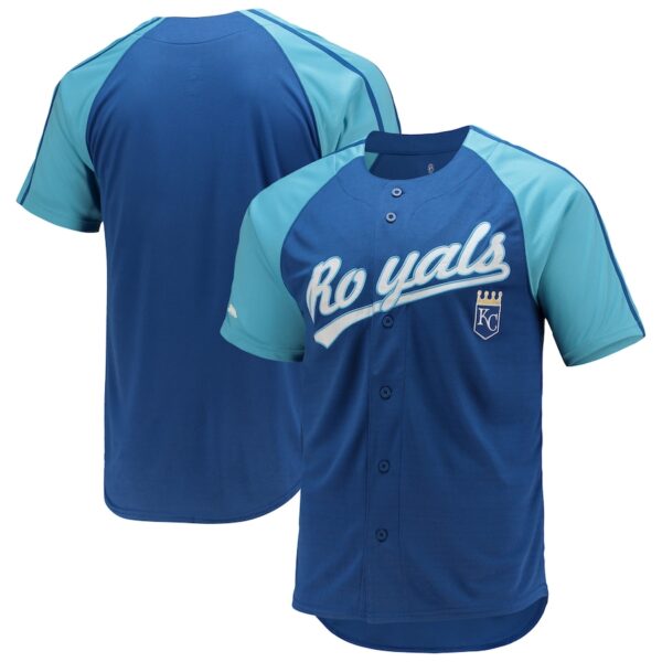 Kansas City Royals Stitches Button-Down Raglan Jersey4u Jersey - Royal photo 1 Jersey4u