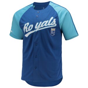 Kansas City Royals Stitches Button-Down Raglan Jersey4u Jersey - Royal photo 2 Jersey4u