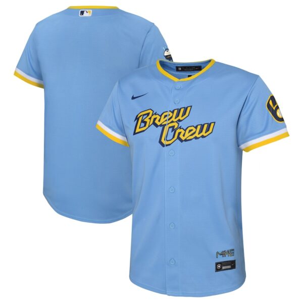 Christian Yelich Milwaukee Brewers Nike Preschool City Connect Jersey4u Player Jersey - Powder Blue photo 1 Jersey4u