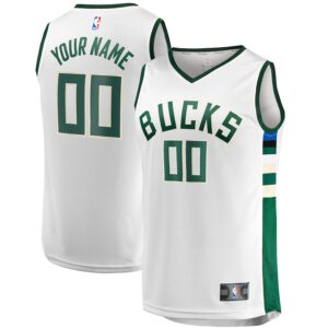 Milwaukee Bucks Jersey4u Unisex Fast Break Custom Jersey - White - Association Edition photo 1 Jersey4u