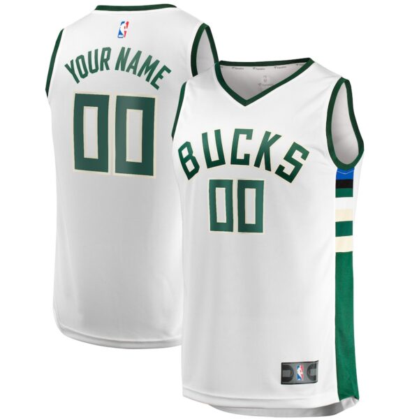 Milwaukee Bucks Jersey4u Unisex Fast Break Custom Jersey - White - Association Edition photo 1 Jersey4u