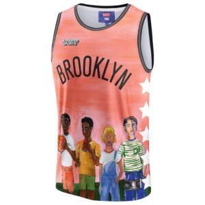 Brooklyn Nets NBA & KidSuper Studios by Jersey4u Unisex Hometown Jersey - Coral photo 1 Jersey4u