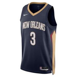 C.J. McCollum New Orleans Pelicans Nike Unisex Swingman Jersey - Icon Edition - Navy photo 2 Jersey4u