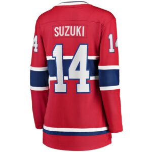 Nick Suzuki Montreal Canadiens Jersey4u Women's Home Captain Patch Breakaway Player Jersey - Red photo 3 Jersey4u