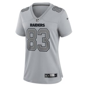 Darren Waller Las Vegas Raiders Nike Women's Atmosphere Fashion Game Jersey - Gray photo 2 Jersey4u