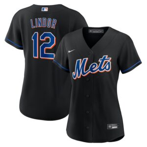 Francisco Lindor New York Mets Nike Women's 2022 Alternate Jersey4u Player Jersey - Black photo 1 Jersey4u