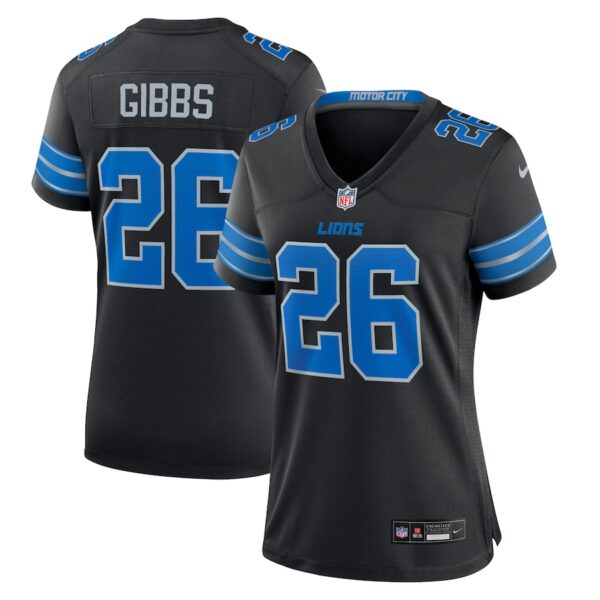 Jahmyr Gibbs Detroit Lions Nike Women's 2nd Alternate Game Jersey - Black photo 1 Jersey4u