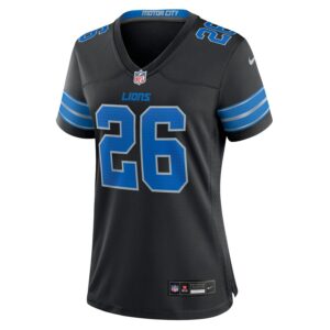 Jahmyr Gibbs Detroit Lions Nike Women's 2nd Alternate Game Jersey - Black photo 2 Jersey4u