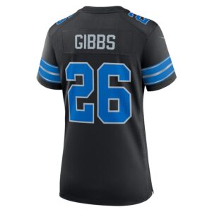 Jahmyr Gibbs Detroit Lions Nike Women's 2nd Alternate Game Jersey - Black photo 3 Jersey4u
