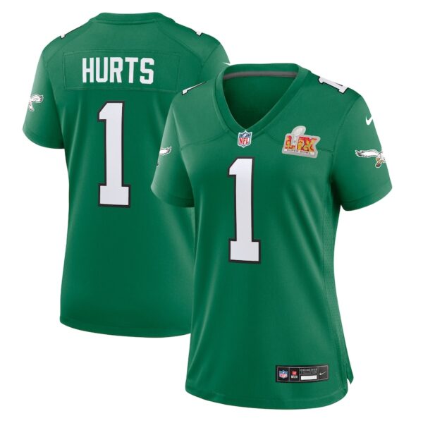 Jalen Hurts Philadelphia Eagles Nike Women's Super Bowl LIX 2nd Alternate Game Jersey - Kelly Green photo 1 Jersey4u