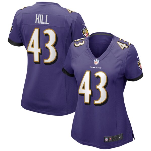 Justice Hill Baltimore Ravens Nike Women's Game Jersey - Purple photo 1 Jersey4u