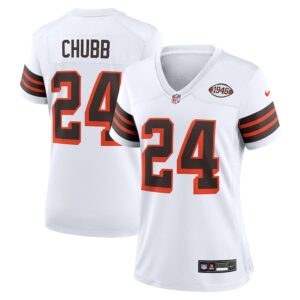Nick Chubb Cleveland Browns Nike Women's Alternate Game Jersey -  White photo 1 Jersey4u
