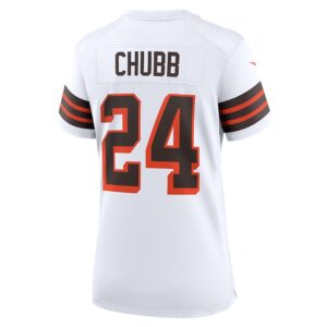 Nick Chubb Cleveland Browns Nike Women's Alternate Game Jersey -  White photo 3 Jersey4u