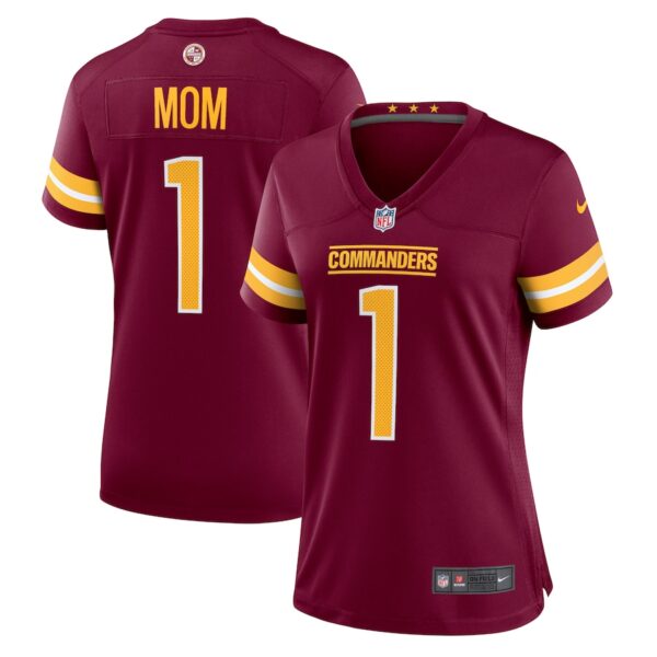 Number 1 Mom Washington Commanders Nike Women's Game Jersey - Burgundy photo 1 Jersey4u