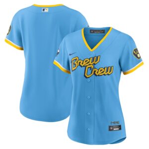 Milwaukee Brewers Nike Women's City Connect Jersey4u Team Jersey - Powder Blue photo 1 Jersey4u