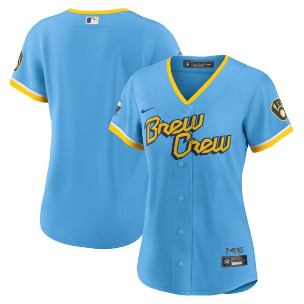 Milwaukee Brewers Nike Women's City Connect Jersey4u Team Jersey - Powder Blue photo 1 Jersey4u