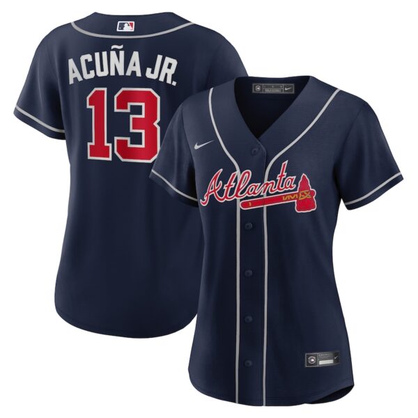 Ronald Acuña Jr. Atlanta Braves Nike Women's Alternate Jersey4u Player Jersey - Navy photo 1 Jersey4u