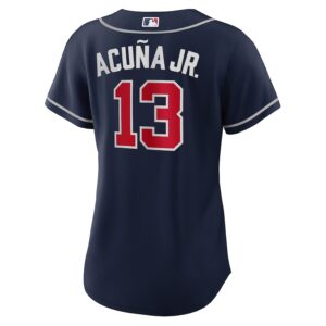 Ronald Acuña Jr. Atlanta Braves Nike Women's Alternate Jersey4u Player Jersey - Navy photo 3 Jersey4u