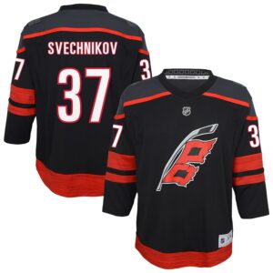 Andrei Svechnikov Carolina Hurricanes Youth Alternate Jersey4u Player Jersey - Black photo 1 Jersey4u