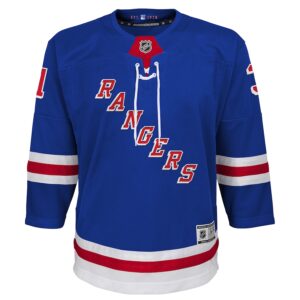 Igor Shesterkin New York Rangers Youth Home Premier Player Jersey - Blue photo 2 Jersey4u