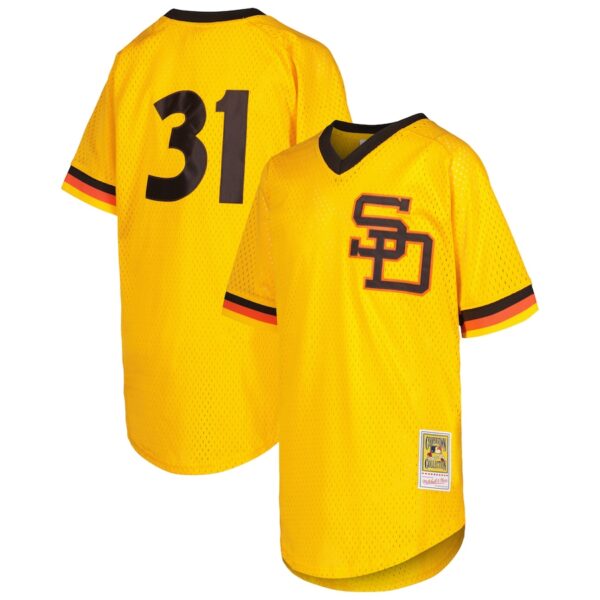 Dave Winfield San Diego Padres Mitchell & Ness Youth Cooperstown Collection Mesh Batting Practice Jersey - Gold photo 1 Jersey4u