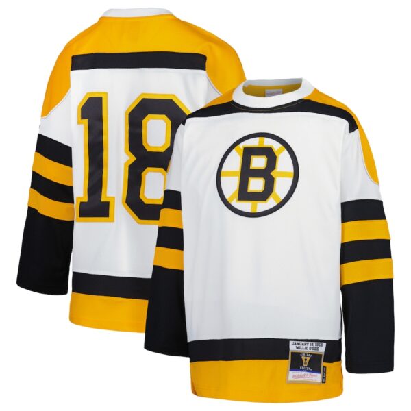 Willie O'Ree Boston Bruins Mitchell & Ness Youth 1958 Blue Line Player Jersey - White photo 1 Jersey4u