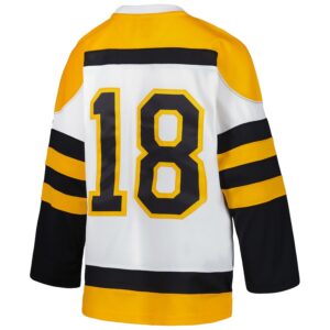 Willie O'Ree Boston Bruins Mitchell & Ness Youth 1958 Blue Line Player Jersey - White photo 3 Jersey4u