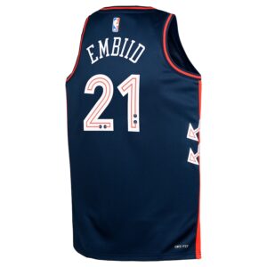 Joel Embiid Philadelphia 76ers Nike Youth  Swingman Jersey4u Jersey - City Edition - Navy photo 3 Jersey4u